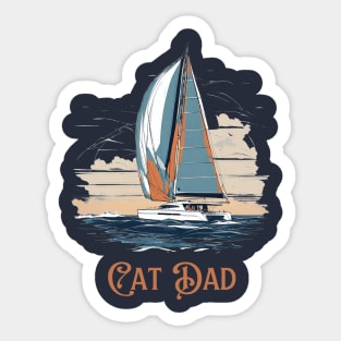 Cat Dad Funny Catamaran Sailing Design Sticker